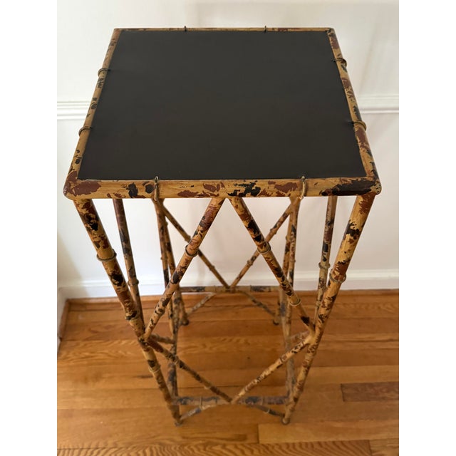 Vintage Faux Tortoise Metal Bamboo Plant Stand For Sale - Image 9 of 10