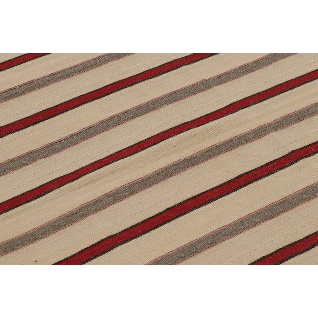 Rug & Kilim's Contemporary Rez Kilim With Beige & Red Striped Design For Sale In New York - Image 6 of 11