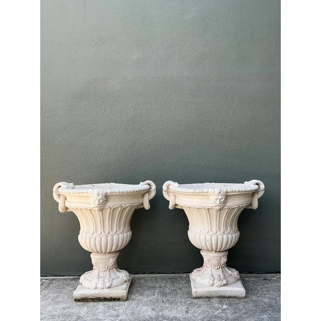 Vintage Carved Stone Urns - Pair For Sale - Image 14 of 14