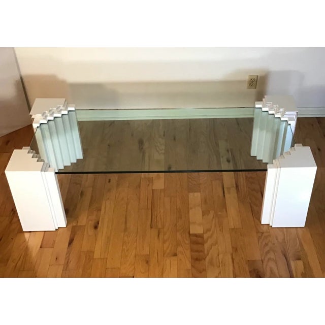 1970s Milo Baughman Style Postmodern Sculptured Four Corner Triangles Coffee Table For Sale - Image 13 of 13