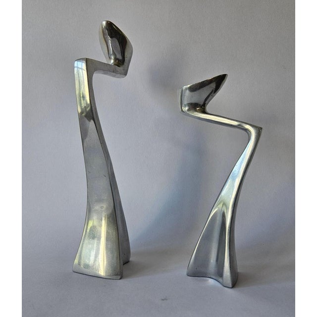 Metal Mid-Century Swan Candleholders attributed to Matthew Hilton, England, 1986, Set of 2 For Sale - Image 7 of 15