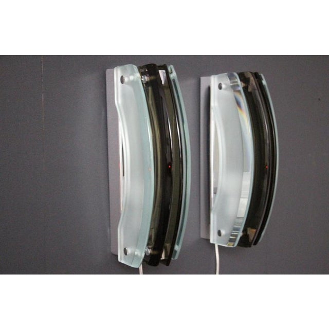 Sconces in Smoked and Light Green Glass in the style of Max Ingrand, 1960s, Set of 2 For Sale - Image 15 of 15