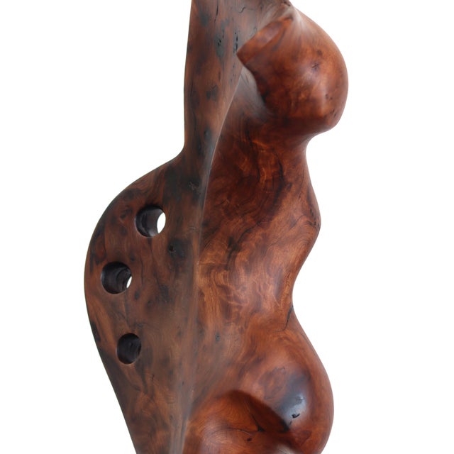 Diva - Medium Size Abstract Organic Form Redwood Sculpture on Wood Base Original Artwork by Joe Garnero For Sale - Image 4 of 11