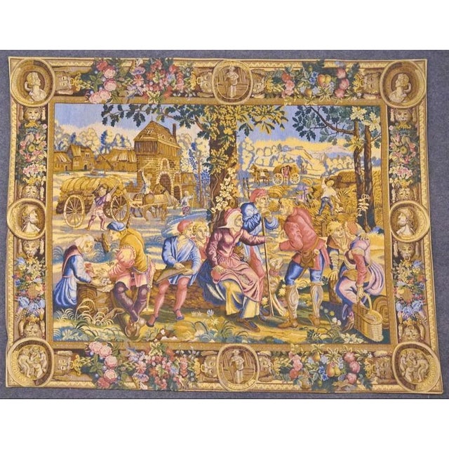 Brussels Mechanical Tapestry "The Harvests" 20th Century 131 x 167 cm Good condition Highly decorative