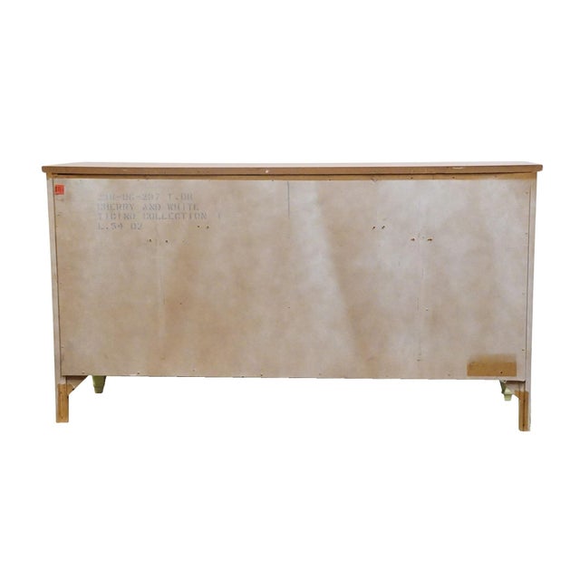 Bassett Furniture Ticino Collection Cream Painted 57" Double Dresser W. Solid Cherry Top 238-96-237 For Sale - Image 11 of 13