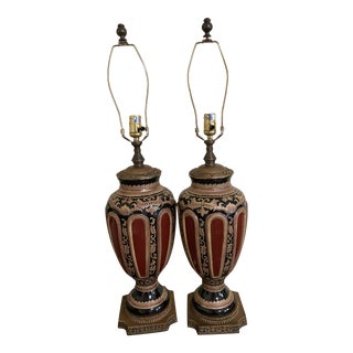 19th Century Style French Oxblood Red Gilt Lamps - a Pair For Sale