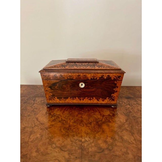 Antique Victorian Rosewood and Burr Maple Tea Caddy, 1850s For Sale - Image 10 of 10