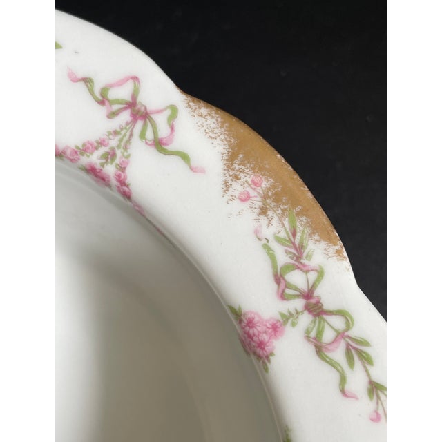 Ceramic Antique Limoges Rose Swag Souffle Dish With Gold Accents by Charles Ahrenfeldt For Sale - Image 7 of 10