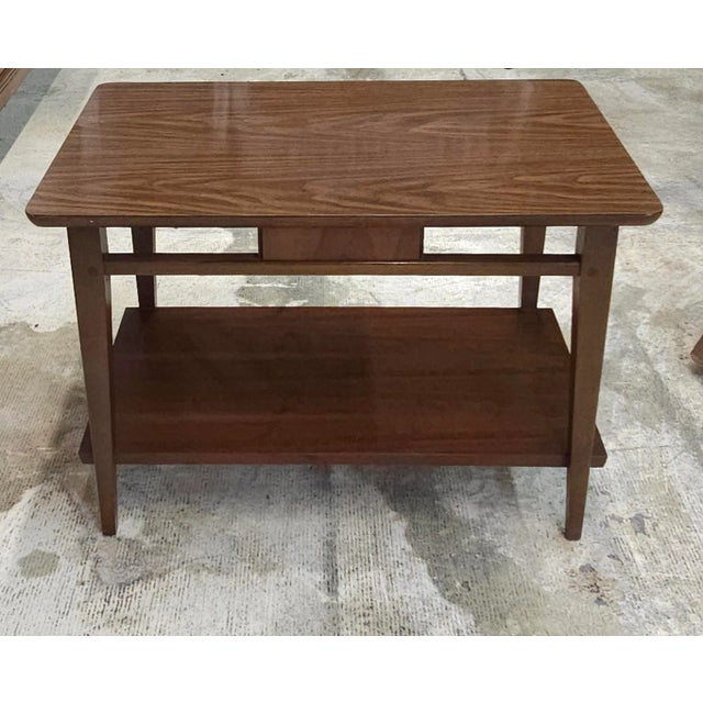 Lane Furniture Lane Furniture Mid Century Style Tiered Walnut Side Table For Sale - Image 4 of 10