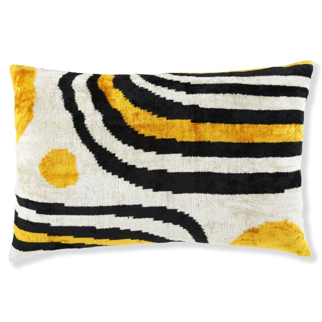"Size: 16x24 inches (40x60 cm) Handmade from premium velvet silk fabric Bold abstract pattern in yellow, black, and ivory...