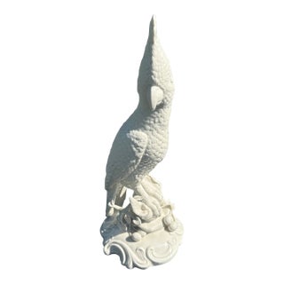 White Ceramic Italian Cockatoo Bird Sculpture For Sale