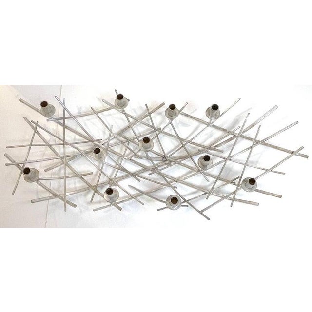 Modern Late 20th Century 12 Light French Modern Kinetic Silvered Metal Candelabra Centerpiece For Sale - Image 3 of 12