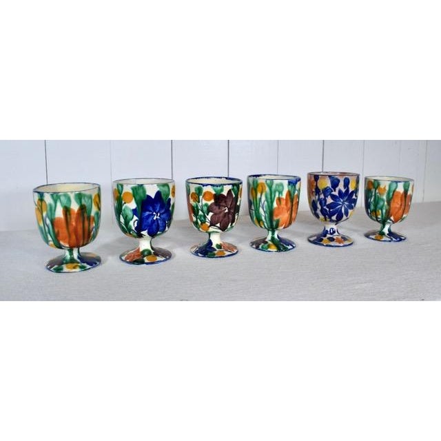 Vintage Alfareria Jimenez Zaragoza # 402 Oaxaca, Mexico Folk Art Pottery Goblets For Sale