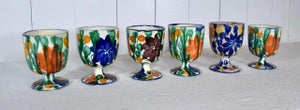 Vintage Alfareria Jimenez Zaragoza # 402 Oaxaca, Mexico Folk Art Pottery Goblets