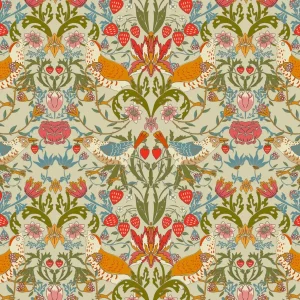 Strawberry Thief Wallpaper - Pale Olive - Sample