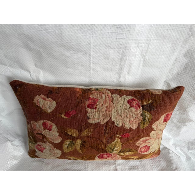 19th Century Antique French Aubusson Floral Tapestry Pillow For Sale In Los Angeles - Image 6 of 7