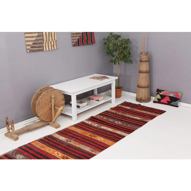 Mid 20th Century Striped Vintage Turkish Kilim Runner For Sale In Los Angeles - Image 6 of 7