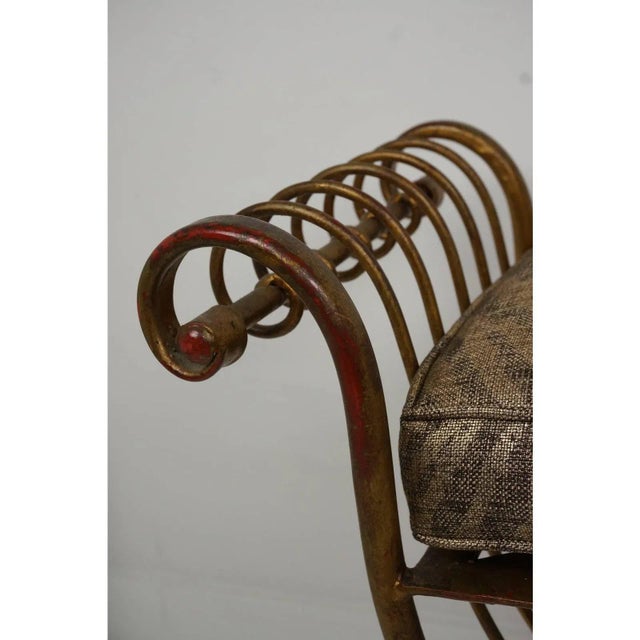 1960s Bench & Tiger Cushion Italian Florentine Hollywood Regency For Sale - Image 9 of 12