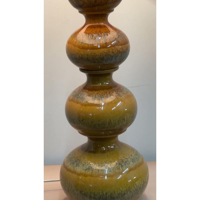 Large German Mustard Ceramic Lamp from Kaiser Leuchten, 1970s For Sale - Image 12 of 13