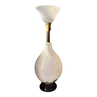1940's Mid-Century Modern Large White Ceramic Table Lamp For Sale
