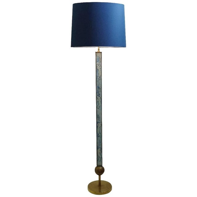 Brass and Glass Floor Lamp, Italy, 1950s For Sale - Image 8 of 8