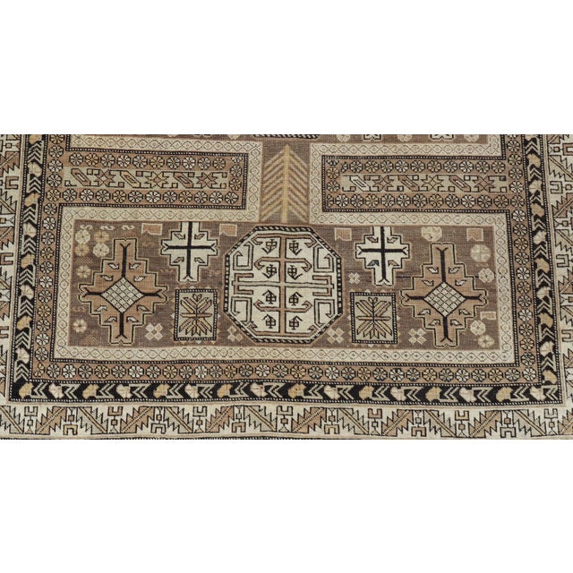 Textile Early 20th Century Antique Tribal Caucasian Rug With All-Over Motif in Muted Neutrals For Sale - Image 7 of 9