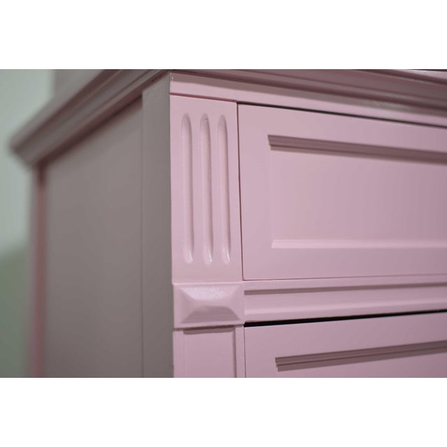 Mid Century Transitional Highboy Dresser by Dixie Furniture in Pink - Newly Painted For Sale - Image 10 of 14