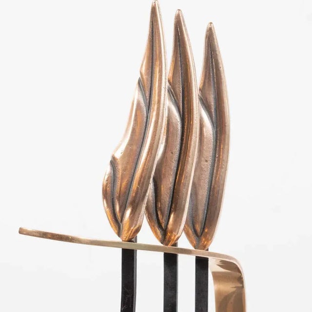 Mid-Century Modern Brutalist Flame Bronze & Black Enamel Firetool Set - Set of 4 For Sale - Image 10 of 13