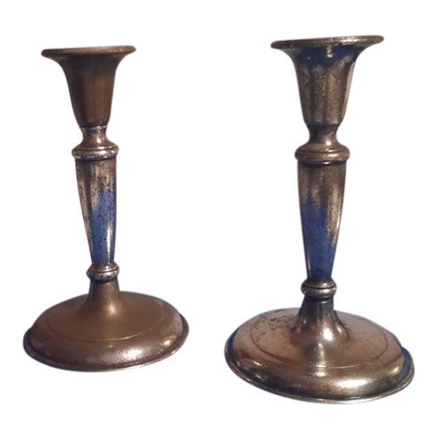 Vintage Waldorf Astoria d.w. Haber & Son Ny Pair of Candlestick Holders For Sale