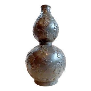 Late 19th Century Chinese Bronze Butterfly and Gourds Huluping For Sale