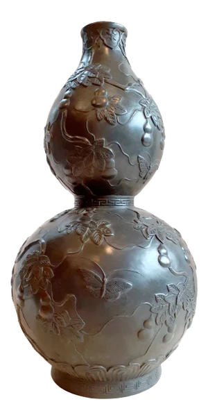 Late 19th Century Chinese Bronze Butterfly and Gourds Huluping