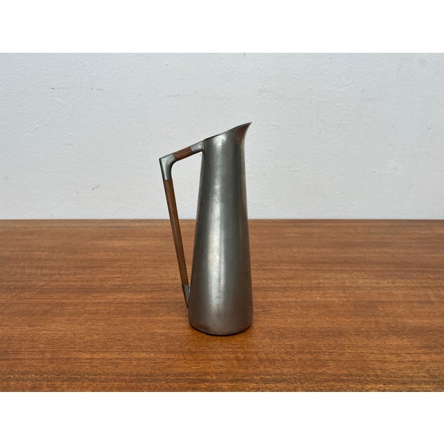 Mid-Century Modern Mid-Century Pewter Carafe Vase with Teak Handle from K.M.D. Tiel Royal Holland Pewter, 1960s For Sale - Image 3 of 18