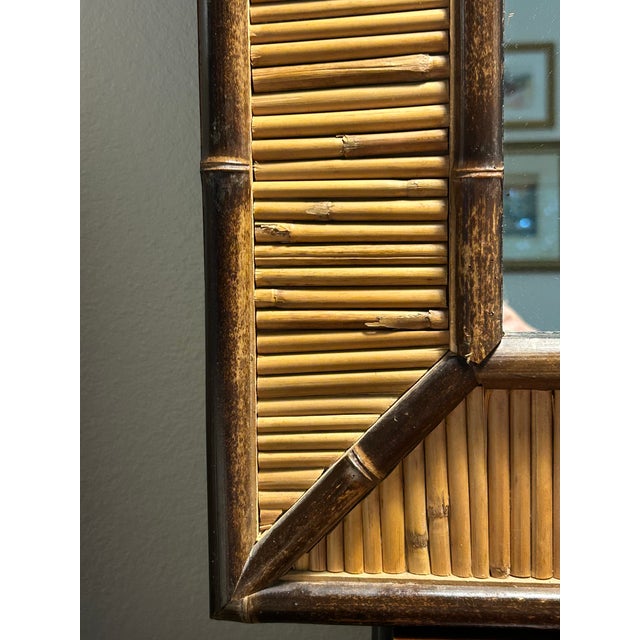 1970s Vintage Bamboo and Reed Wall Mirror For Sale - Image 5 of 6