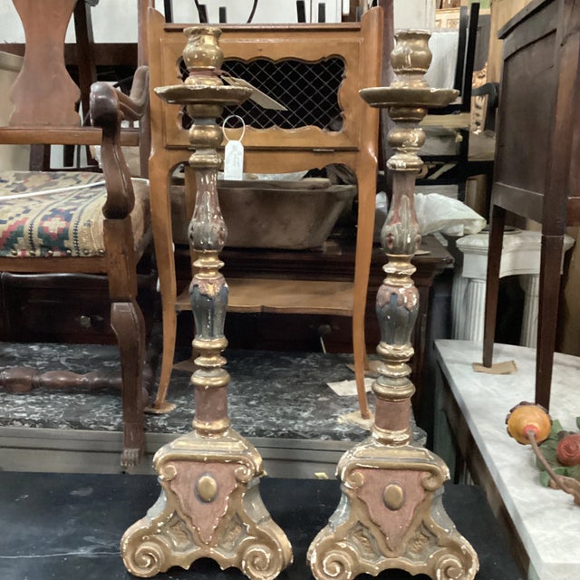 earle 20th c french A pair of early 20th Century tall Candlesticks from France. This pair of elegant candlesticks are...