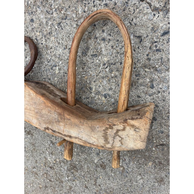Mid 19th Century Antique Double Oxen Yoke Solid Iron Hardware For Sale - Image 5 of 10