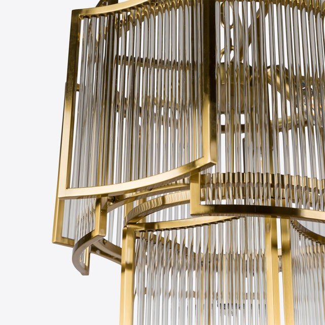 Mid-Century Modern Brass Monte Carlo Piccolo Chandelier from Pure White Lines For Sale - Image 3 of 13