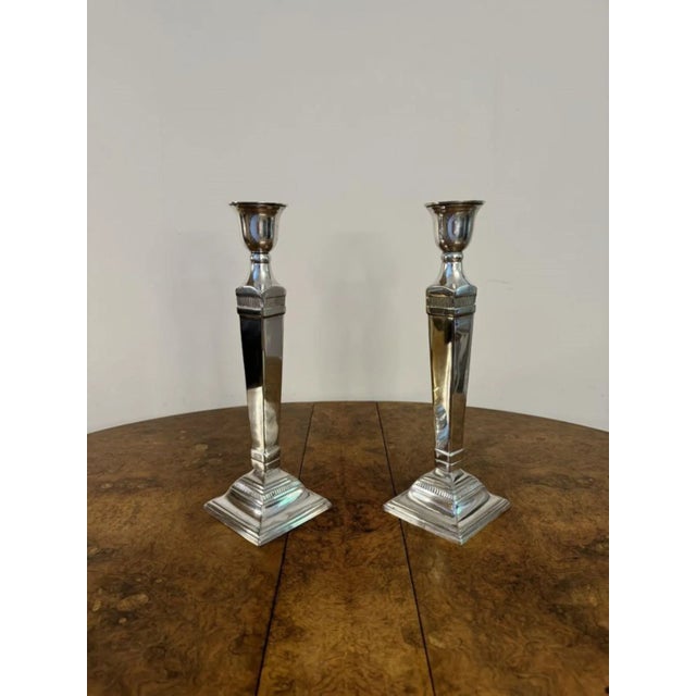1900 - 1909 Antique Edwardian Silver Plated Candlesticks, 1900, Set of 5 For Sale - Image 5 of 9