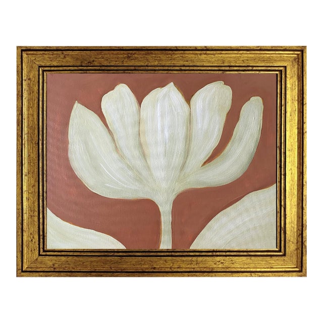 Original Framed Acrylic Botanical Painting, Organic Boho Tulip Floral Art by Tatiana Duperault For Sale