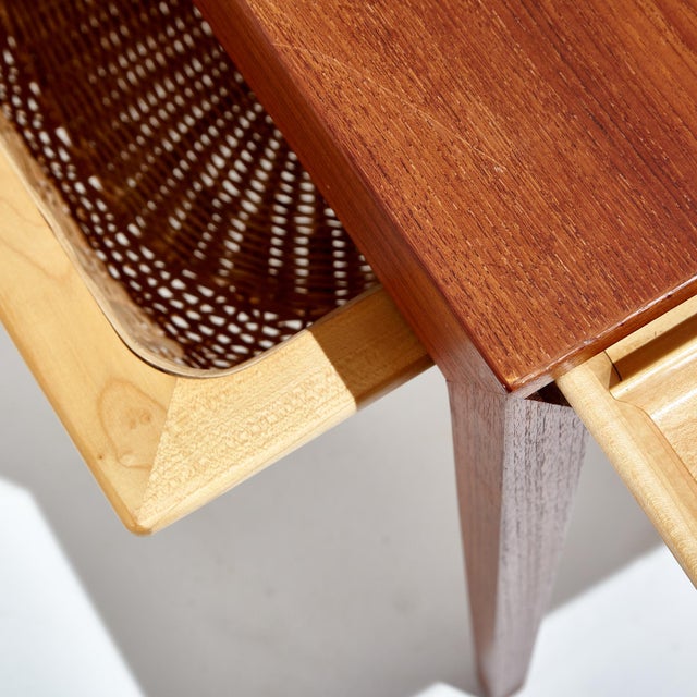 Brown Teak Sewing Table by Severin Hansen for Haslev Furniture Factory, 1960s For Sale - Image 8 of 18