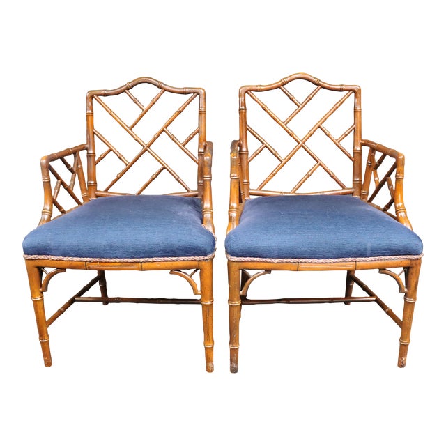 Regency Style Bamboo & Cherry Armchairs For Sale