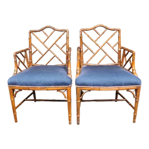 Regency Style Bamboo & Cherry Armchairs