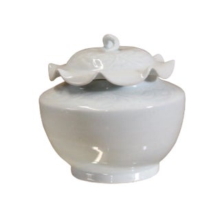 Handmade Oriental Off White Thin Porcelain Small Jar Container For Sale