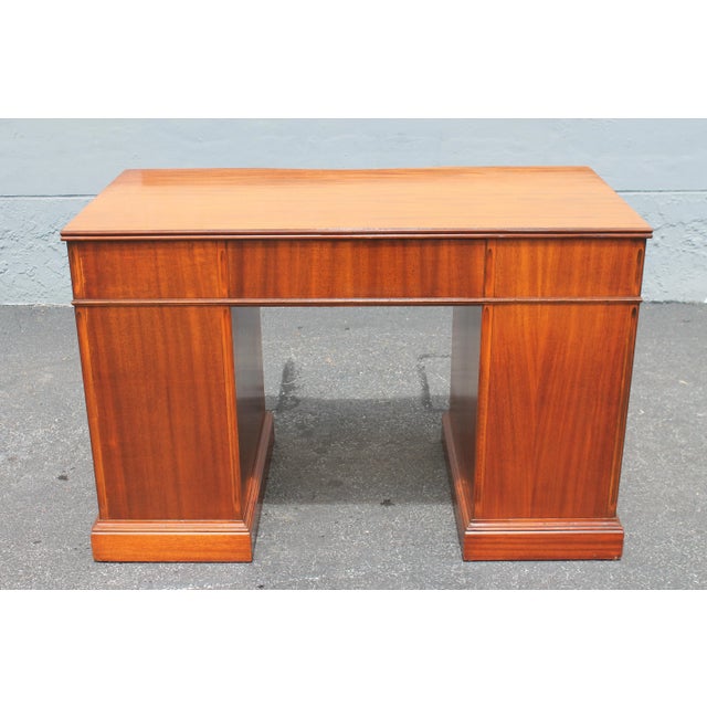 C1940's Traditional Style 9 Drawer Mahogany Writing Desk For Sale - Image 9 of 11