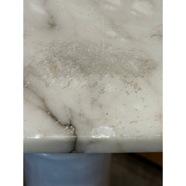 Vintage White and Gray Marble Column Pedestal With Light Feature For Sale - Image 12 of 12