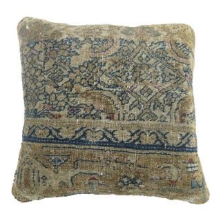 Blue Beige Persian Herati Rug Pillow For Sale