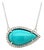 Persian Turquoise Diamond Halo Pendant With Chain 14k WG Certified For Sale
