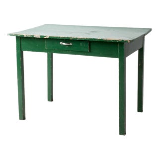 Antique Primitive Green Farmhouse Table For Sale