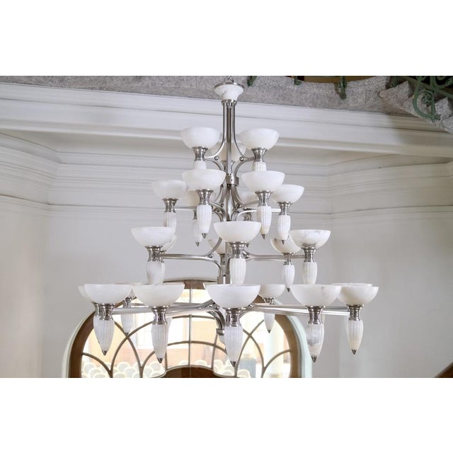 Art Deco Chandelier with Alabaster Bowls and Illuminated Cones, 1990s For Sale - Image 13 of 18