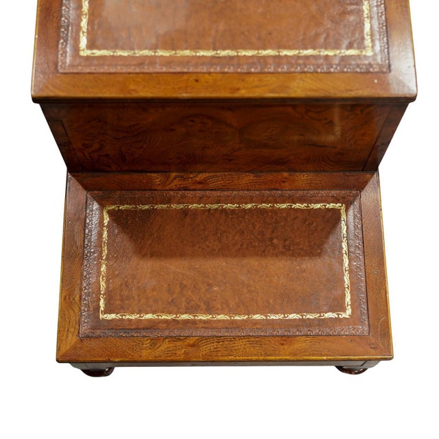 Traditional Regency Style Burl Walnut Library or Bedside Steps For Sale - Image 3 of 14