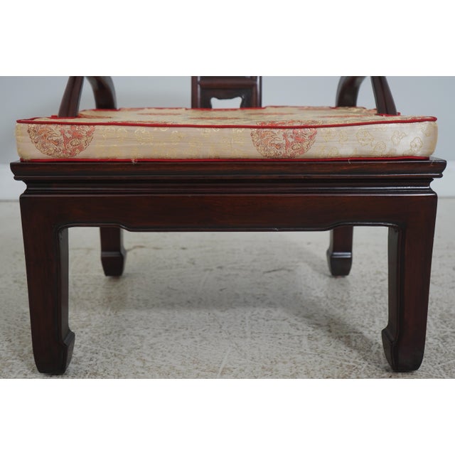 Brown Pair of Vintage Chinese Rosewood Carved Armchairs For Sale - Image 8 of 18